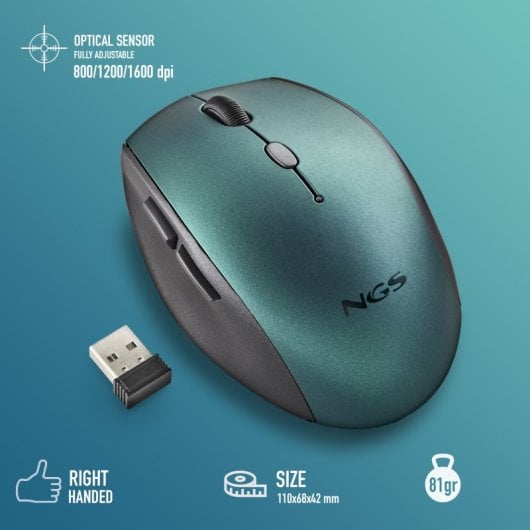 NGS Bee Blue Ratón Inalámbrico 1600 DPI Azul