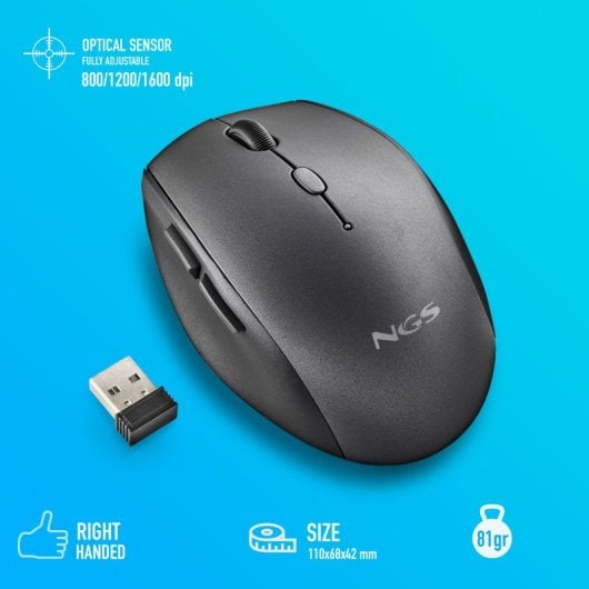 NGS BEE mouse Mano destra RF Wireless Ottico 1600 DPI Nero