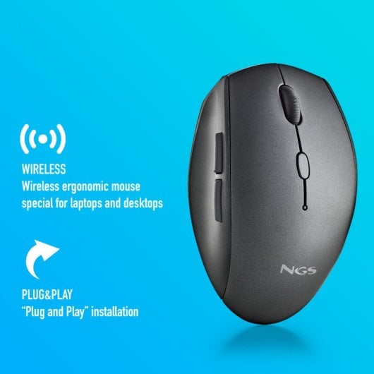 NGS Bee Black Ratón Inalámbrico 1600 DPI Negro
