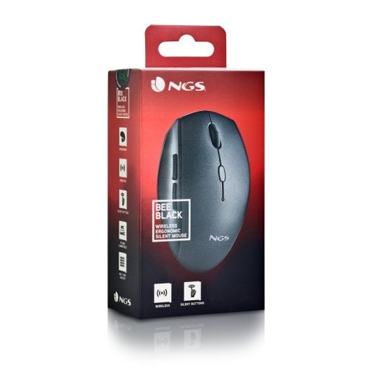 NGS Bee Black Ratón Inalámbrico 1600 DPI Negro