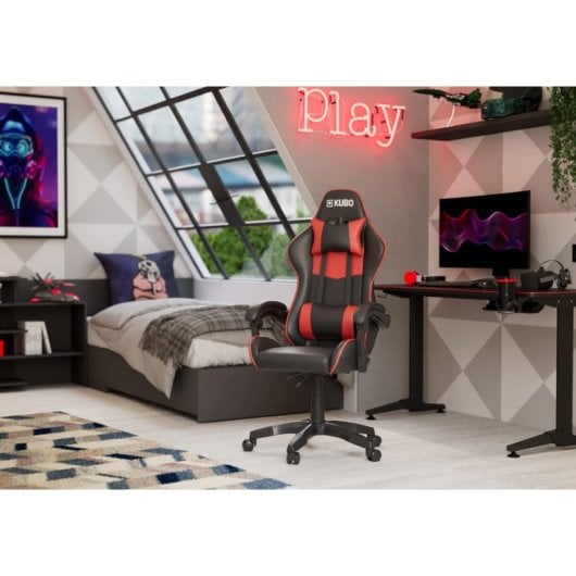 Kubo Cadeira Gaming Ergonómica com Apoio para Cabeça Vermelha/Preta