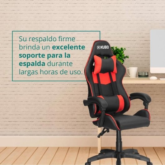 Kubo Cadeira Gaming Ergonómica com Apoio para Cabeça Vermelha/Preta