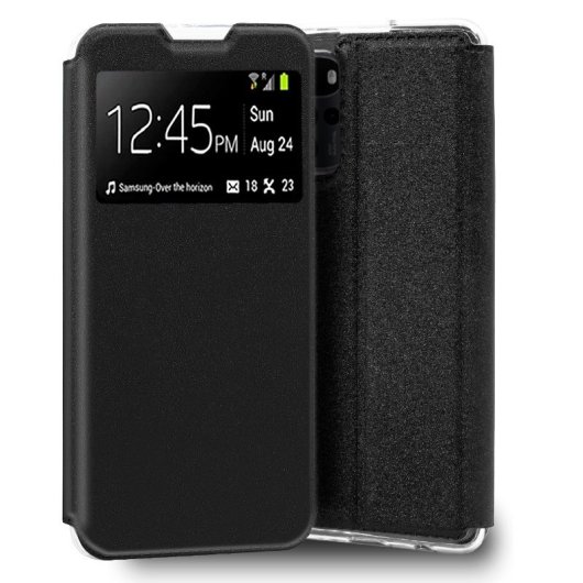 Custodia Flip Cover a libro in tinta unita nera per Motorola Moto G22