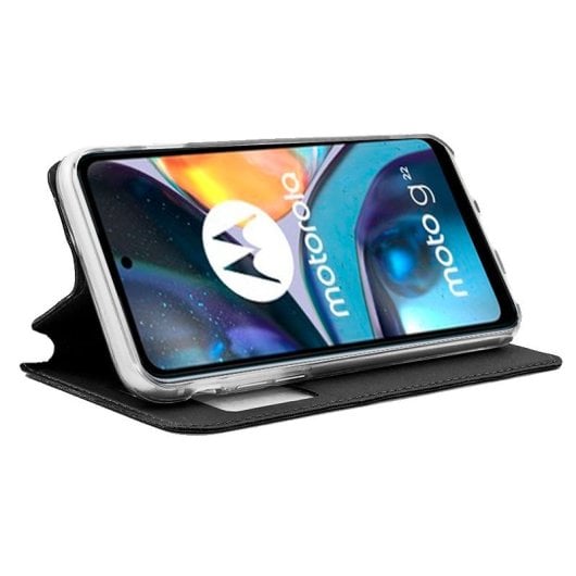 Custodia Flip Cover a libro in tinta unita nera per Motorola Moto G22