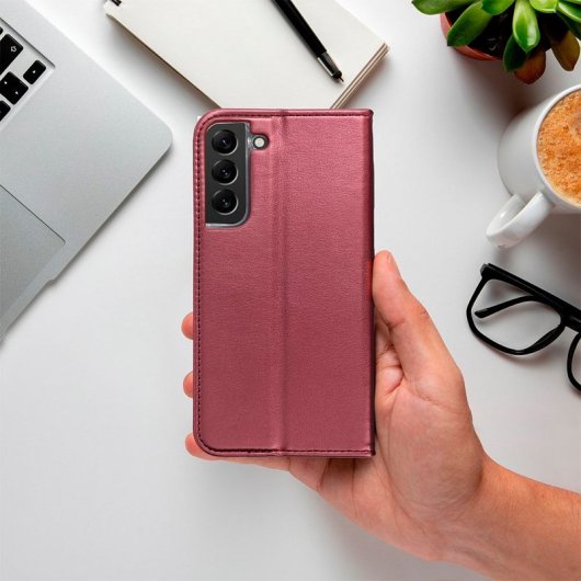 Custodia Flip In Tessuto Oxford Per Brondi Amico 4G | Cover Con Tasche Per Carte, Supporto E Chiusura Magnetica, Rosa