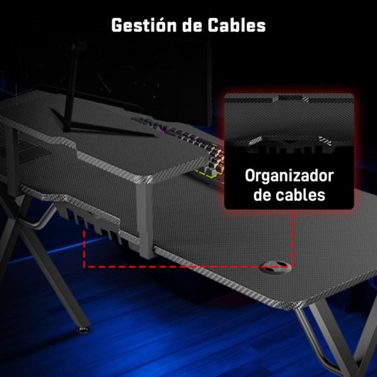 Tempest Haven Mesa Gaming 120x60cm RGB Negra
