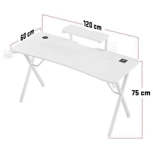 Tempest Haven White Mesa Gaming 120x60cm RGB Blanca