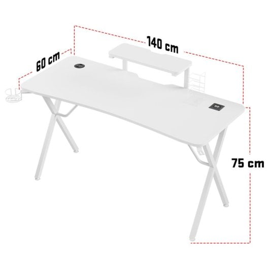 Tempest Haven White Mesa Gaming 140x60cm RGB Blanca