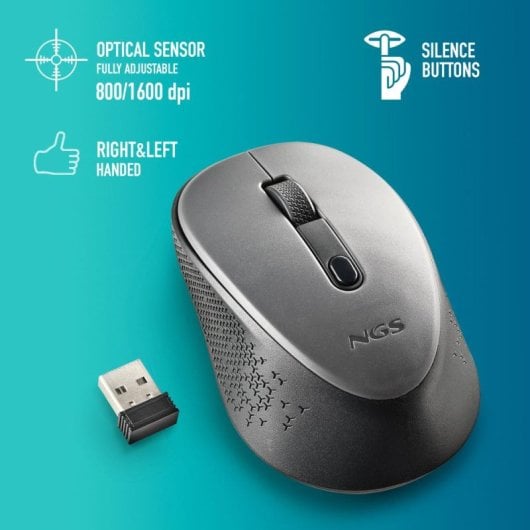 NGS Dew Gray Ratón Optico Inalámbrico 1600 DPI Gris