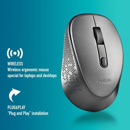 NGS Dew Gray Ratón Optico Inalámbrico 1600 DPI Gris