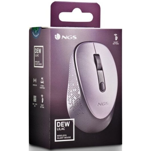 NGS Dew Lilac Ratón Optico Inalámbrico 1600 DPI Lila