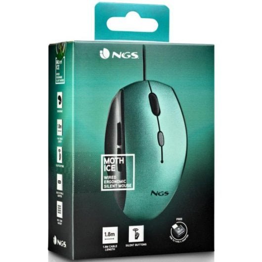 NGS Moth Ice Ratón con Adaptador USB-C 1600 DCPI Azul