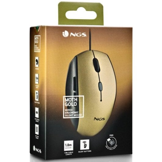 NGS Gold Ice Mouse mit USB-C-Adapter 1600 DCPI Gold
