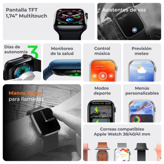 Ksix Urban 4 Mini Reloj Smartwatch 1.74" Negro