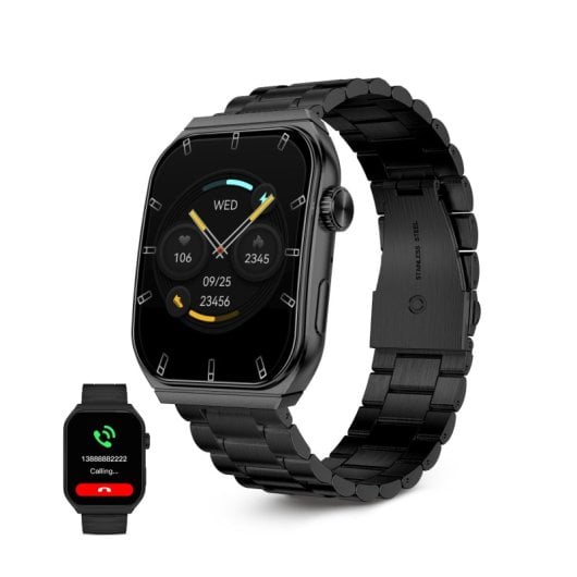 Smartwatch Ksix Olympo, schermo AMOLED da 1,96", 2 cinturini, 5 giorni automatici, modalità sport e salute, chiamate, assistenti vocali, nero