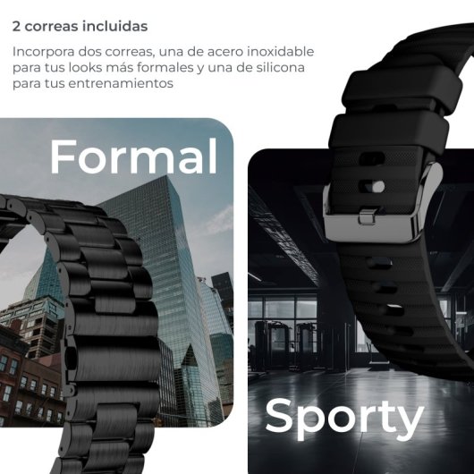Ksix Smartwatch Olympo Black Pantalla AMOLED 1,96 Asistente Voz Negro