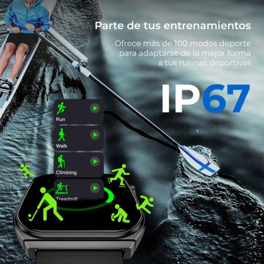 Ksix Smartwatch Olympo Black Pantalla AMOLED 1,96 Asistente Voz Negro