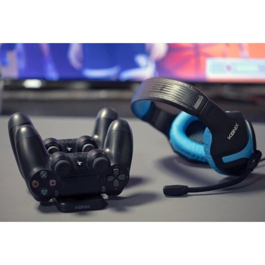 Konix Mythics Gaming-Zubehörpaket mit PS-400-Gaming-Kopfhörern für PS4, Blau