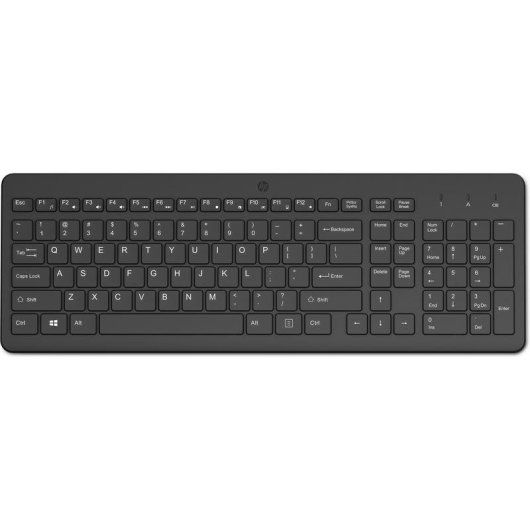 Teclado HP 225 inalámbrico de membrana completo con teclado numérico y layout portugués