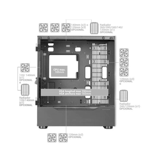 Mars Gaming MC-ULT Caja Gaming Custom XXL E-ATX Doble Cristal Templado + Puerta Lateral Blanco