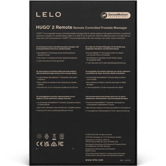 Masseur de prostate à distance Lelo Hugo 2 avec télécommande verte