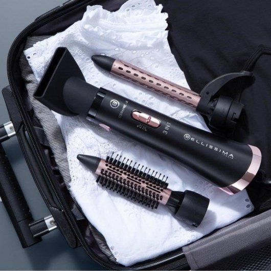 Warmluftbürste Bellissima 11886 800W Keramik 2 Temperaturstufen 3 Aufsätze Kaltlufttaste Rosa