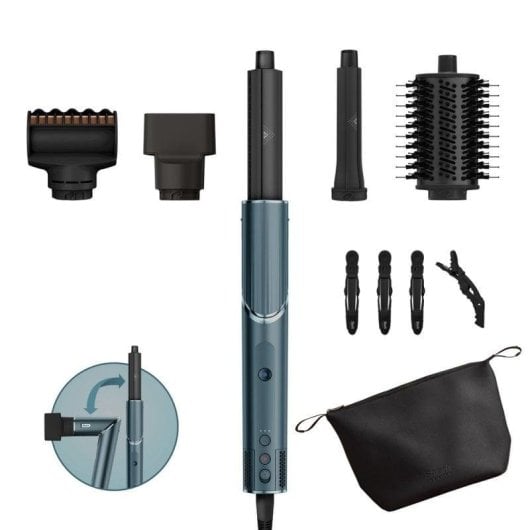 Multi-Haarstyler-Shark-HD450TLEU-1400W-Warm-3-Temperaturstufen-5-Aufsätze-Blau