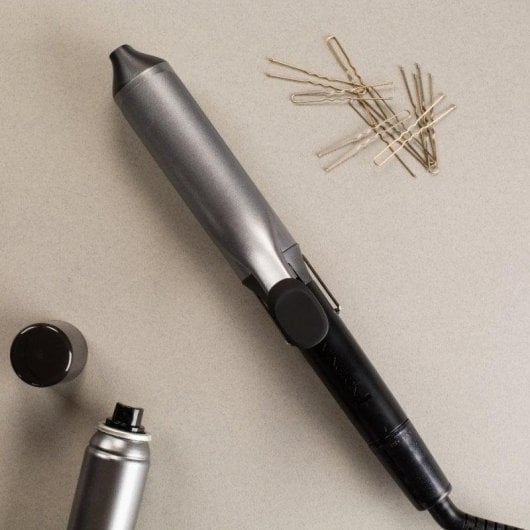 Enrolador de Cabelo Remington Pro Big Curl Cerâmico e Titânio 38mm 140-210°C 8 Níveis Desligamento Automático Preto e Cinzento