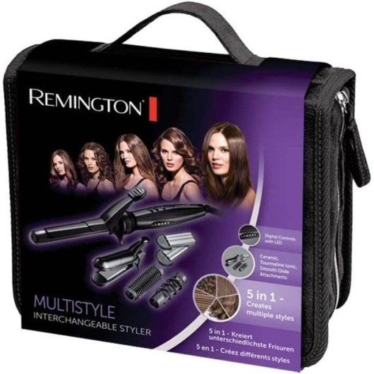 Rizador de Pelo Remington S8670 Cerámica y Turmalina Con accesorios Calentamiento 60s Negro