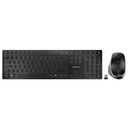 CHERRY DW 9500 SLIM tastiera Mouse incluso RF Wireless + Bluetooth QWERTZ Tedesco Nero, Grigio