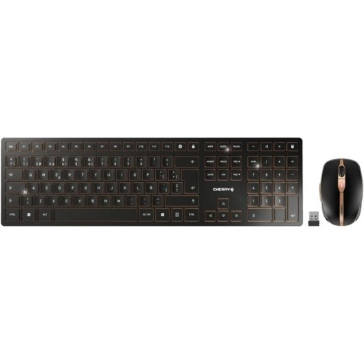 CHERRY DW 9100 SLIM Tastatur Maus enthalten Universal RF Wireless + Bluetooth QWERTZ Deutsch Schwarz