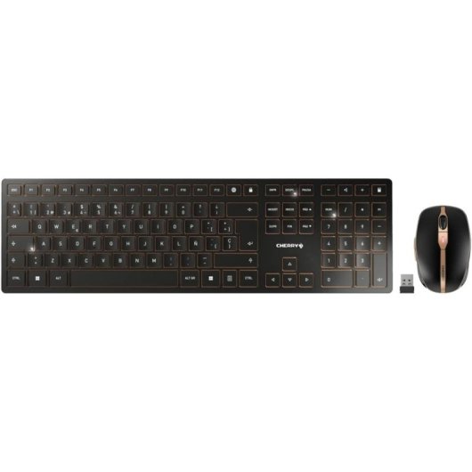 Tastiera CHERRY DW 9100 SLIM Mouse incluso RF Wireless + Bluetooth QWERTZ Tedesco Nero