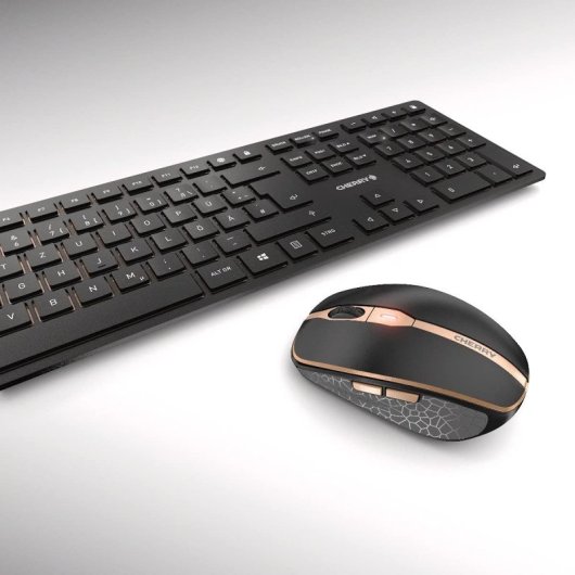 CHERRY DW 9100 SLIM Tastatur Maus enthalten Universal RF Wireless + Bluetooth QWERTZ Deutsch Schwarz