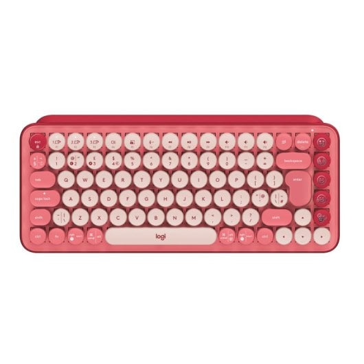 Tastiera Logitech Pop Keys RF Wireless + Bluetooth QWERTY Italiana Bordeaux, Rosa, Rosa