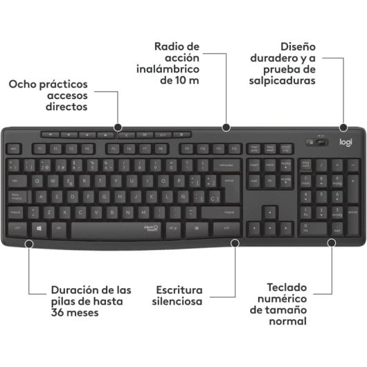 Logitech MK295 Silent Combo Teclado Inalámbrico Grafito Layout QWERTZ Alemán + Ratón Inalámbrico