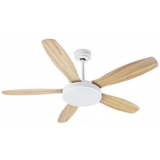 Ventilador de Teto Noaton Maia 5 Pás Reversíveis Luz LED Branco/Ácer 132cm