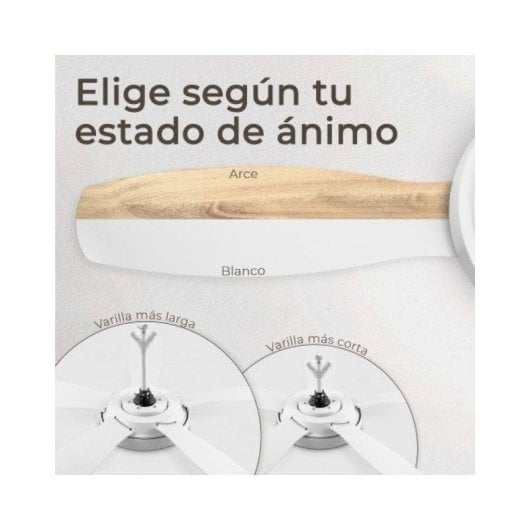 Ventilador de Teto Noaton Maia 5 Pás Reversíveis Luz LED Branco/Ácer 132cm