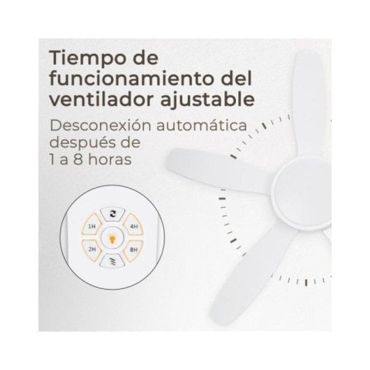 Ventilador de Teto Noaton Maia 5 Pás Reversíveis Luz LED Branco/Ácer 132cm