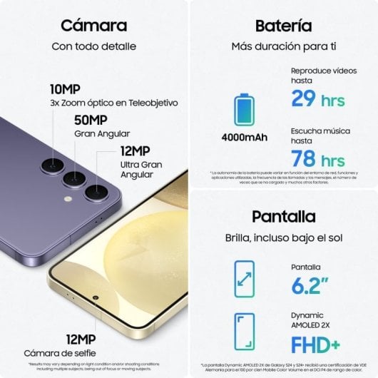 Samsung Galaxy S24 Smartphone AI, Display 6.2'' FHD+ Dynamic AMOLED 2X, Fotocamera 50MP, RAM 8GB, 256GB, 4.000 mAh, Marble Gray