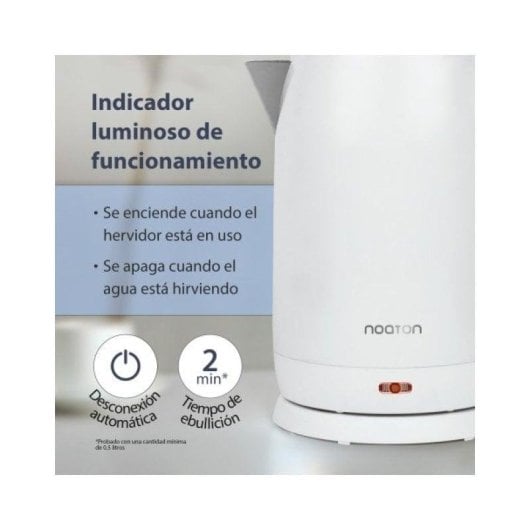 Wasserkocher Noaton K1w Basic 2L 1500W Edelstahl-Teesieb Schutzfunktion