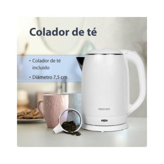 Wasserkocher Noaton K1w Basic 2L 1500W Edelstahl-Teesieb Schutzfunktion