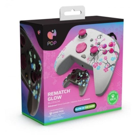 PDP Rematch Glow Mando con Cable Gris/Rosa para Xbox X/S/One/PC