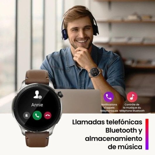 Amazfit GTR 4 Bluetooth GPS 46mm AMOLED Castanho Pulseira Preta Única 5ATM SpO2