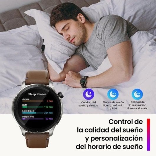 Amazfit GTR 4 Bluetooth GPS 46mm AMOLED Castanho Pulseira Preta Única 5ATM SpO2