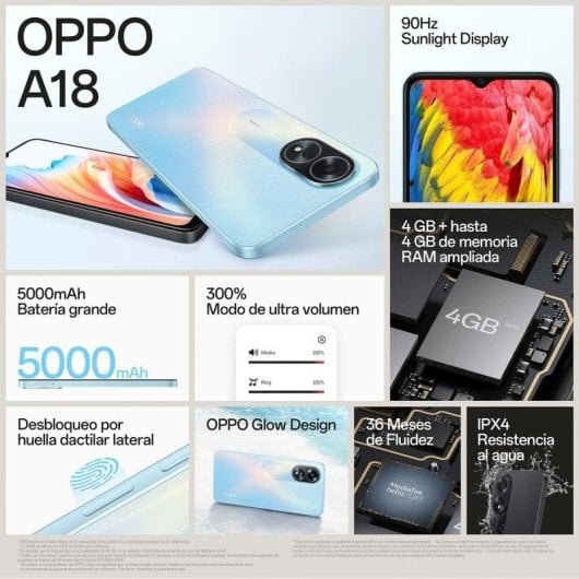OPPO A18 4G 4GB 128GB 6.56" Azul