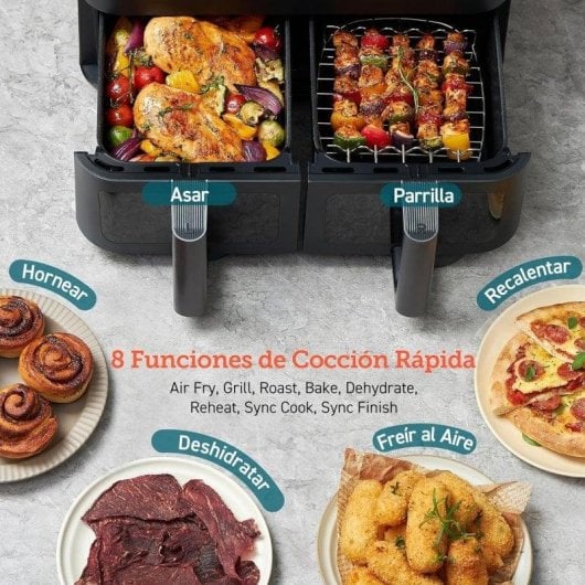 Cosori Dual Basket 8.5 Chef Edition Freidora de Aire sin Aceite con Doble Cesta 8.5L 1800W Negra Reacondicionado