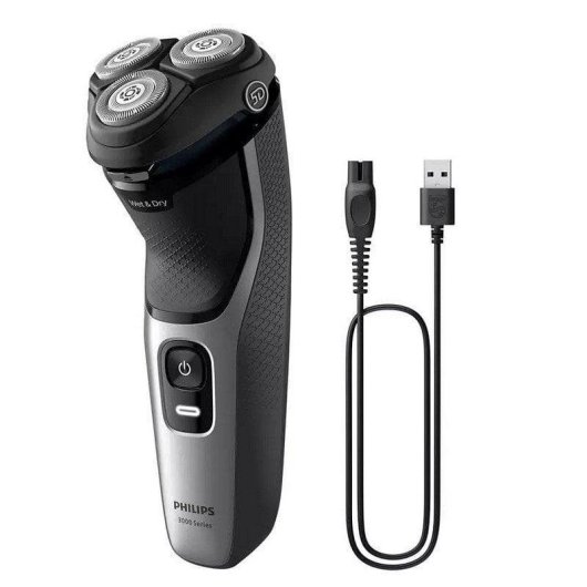 Rasoir Visage Philips Shaver 3000 Series S3143/02 Sans Fil 60min Sec et Mouillé 3 Têtes
