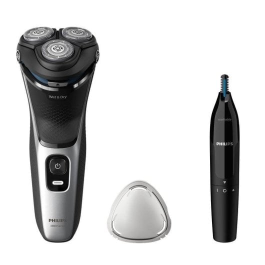 Rasoir Visage Philips Shaver 3000 Series S3143/02 Sans Fil 60min Sec et Mouillé 3 Têtes