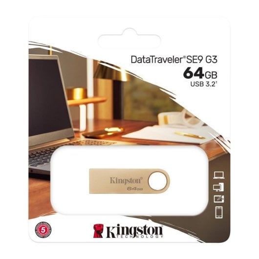 Kingston Technology DataTraveler 64GB 220MB/s Drive USB 3.2 Gen 1 in Metallo SE9 G3