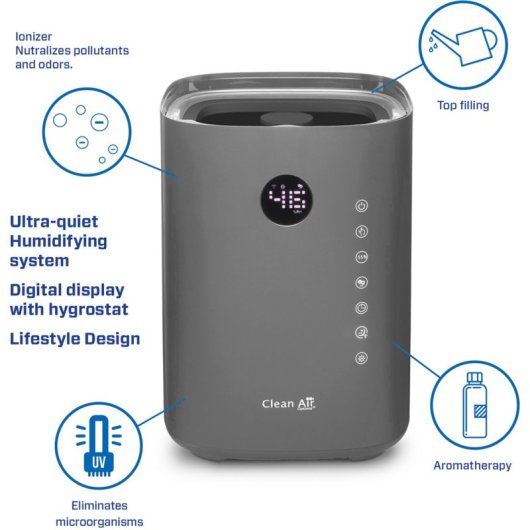 Clean Air Optima CA-605T Smart Top Filling Humidificador Wifi Negro